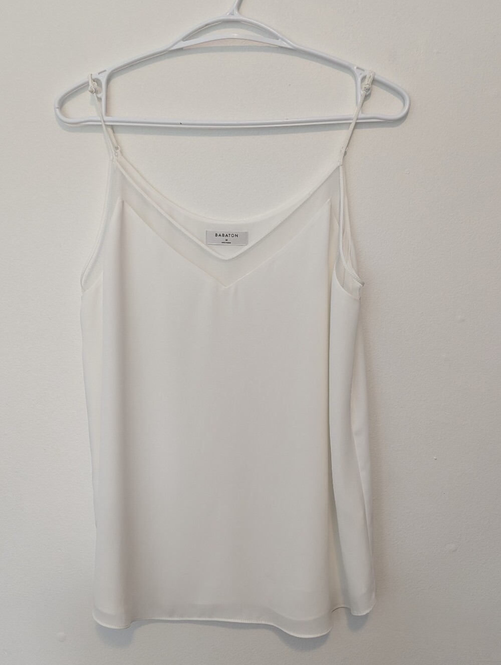 Aritzia Mesh V-Neck Camisole Blush Pink Minimalist White Chic Elegant Party M